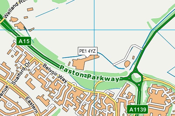 PE1 4YZ map - OS VectorMap District (Ordnance Survey)