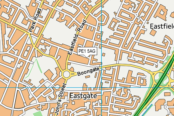 PE1 5AG map - OS VectorMap District (Ordnance Survey)