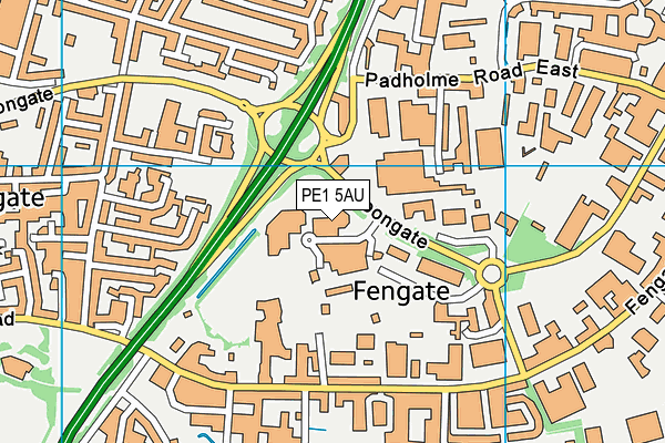 PE1 5AU map - OS VectorMap District (Ordnance Survey)