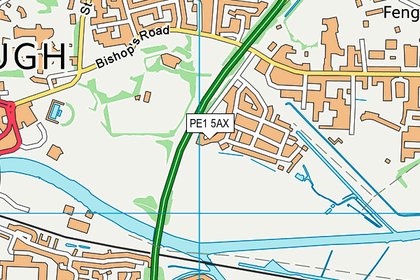 PE1 5AX map - OS VectorMap District (Ordnance Survey)