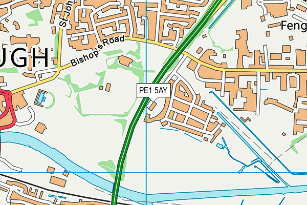 PE1 5AY map - OS VectorMap District (Ordnance Survey)