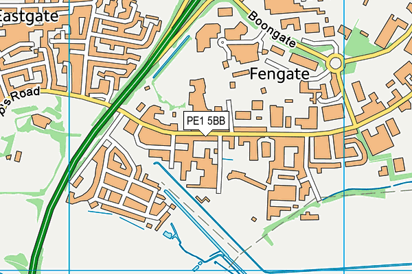 PE1 5BB map - OS VectorMap District (Ordnance Survey)