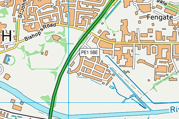 PE1 5BE map - OS VectorMap District (Ordnance Survey)