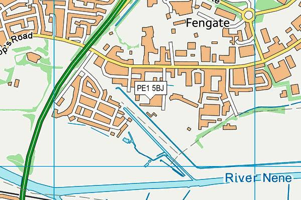 PE1 5BJ map - OS VectorMap District (Ordnance Survey)