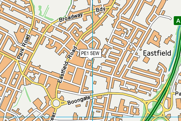 PE1 5EW map - OS VectorMap District (Ordnance Survey)
