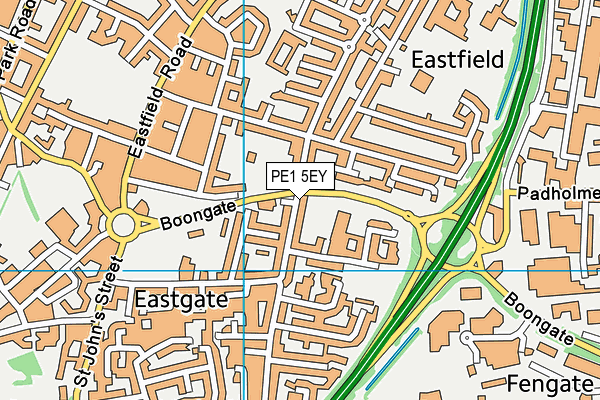 PE1 5EY map - OS VectorMap District (Ordnance Survey)