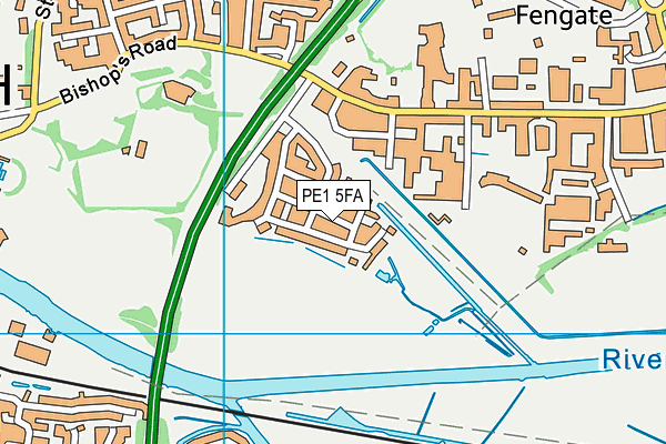 PE1 5FA map - OS VectorMap District (Ordnance Survey)