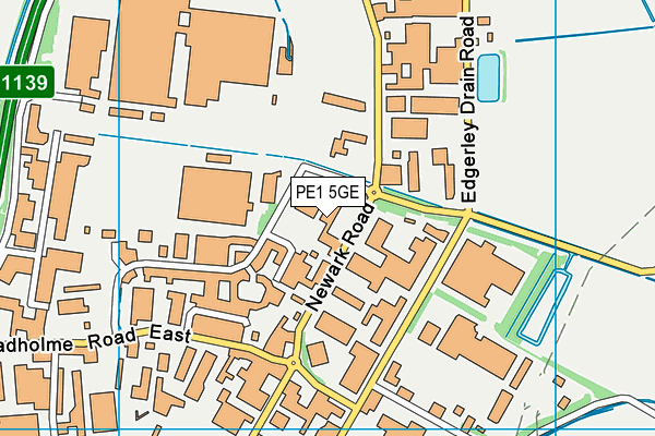PE1 5GE map - OS VectorMap District (Ordnance Survey)
