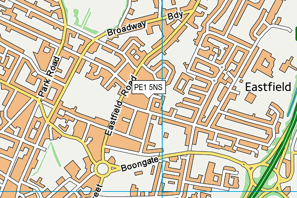 PE1 5NS map - OS VectorMap District (Ordnance Survey)