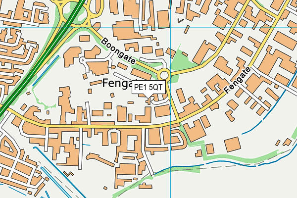 PE1 5QT map - OS VectorMap District (Ordnance Survey)