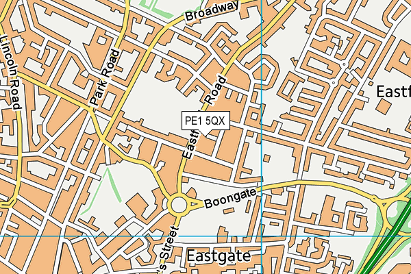 PE1 5QX map - OS VectorMap District (Ordnance Survey)