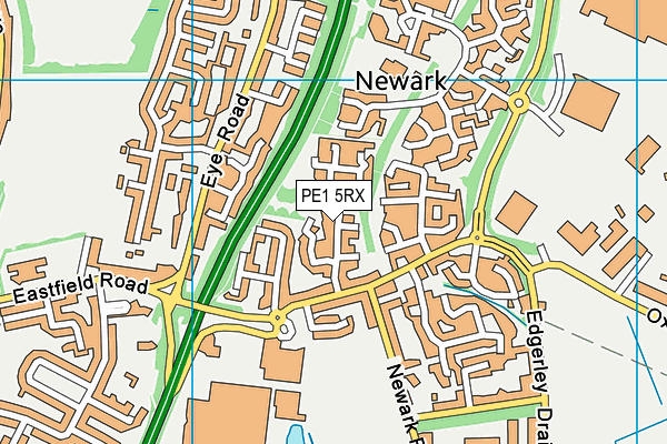 PE1 5RX map - OS VectorMap District (Ordnance Survey)
