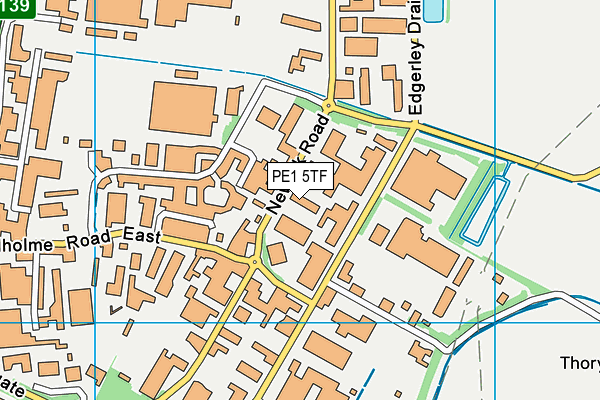 PE1 5TF map - OS VectorMap District (Ordnance Survey)
