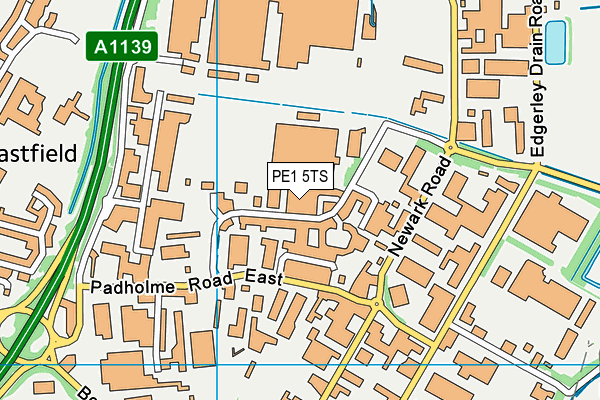PE1 5TS map - OS VectorMap District (Ordnance Survey)