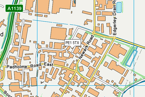 PE1 5TX map - OS VectorMap District (Ordnance Survey)