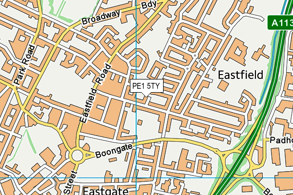 PE1 5TY map - OS VectorMap District (Ordnance Survey)