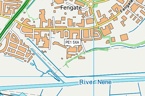 PE1 5XA map - OS VectorMap District (Ordnance Survey)