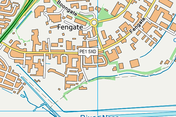 PE1 5XD map - OS VectorMap District (Ordnance Survey)