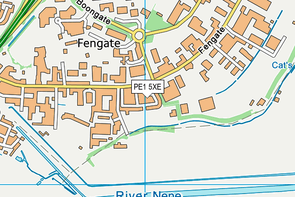 PE1 5XE map - OS VectorMap District (Ordnance Survey)