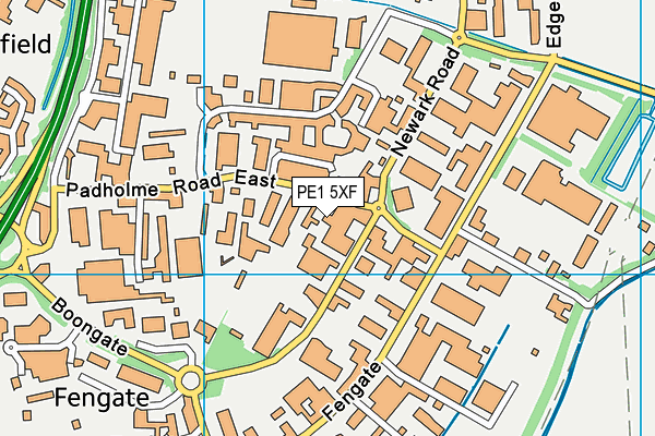 PE1 5XF map - OS VectorMap District (Ordnance Survey)