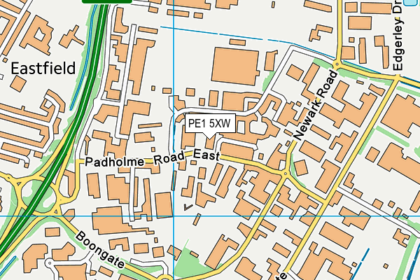 PE1 5XW map - OS VectorMap District (Ordnance Survey)