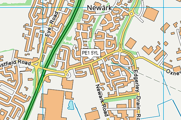PE1 5YL map - OS VectorMap District (Ordnance Survey)
