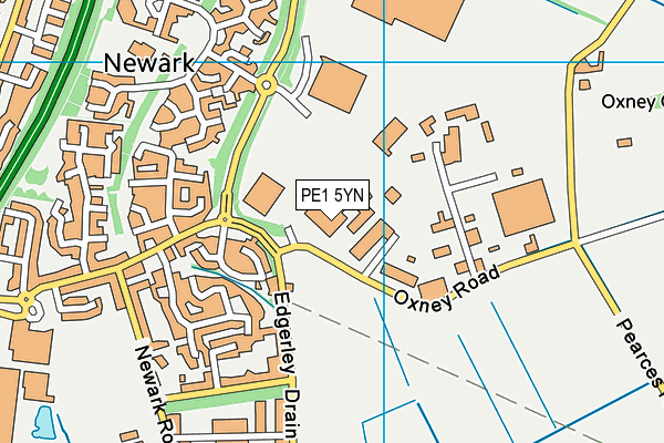 PE1 5YN map - OS VectorMap District (Ordnance Survey)