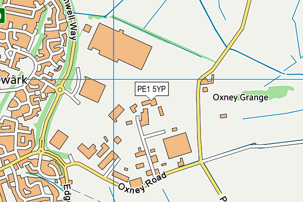 PE1 5YP map - OS VectorMap District (Ordnance Survey)