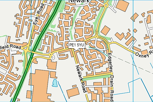PE1 5YU map - OS VectorMap District (Ordnance Survey)