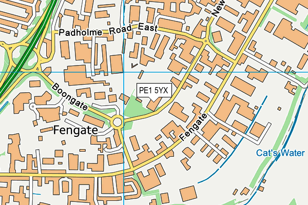 PE1 5YX map - OS VectorMap District (Ordnance Survey)