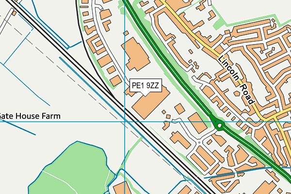 PE1 9ZZ map - OS VectorMap District (Ordnance Survey)