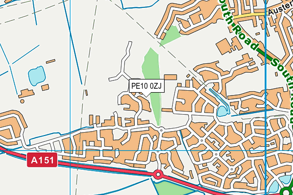 PE10 0ZJ map - OS VectorMap District (Ordnance Survey)