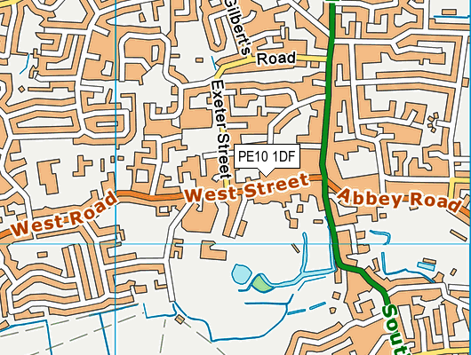 PE10 1DF map - OS VectorMap District (Ordnance Survey)