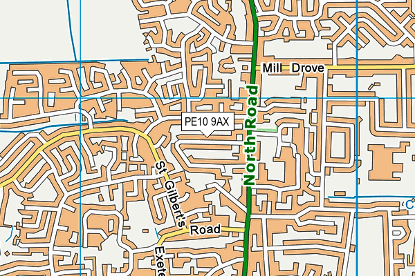 PE10 9AX map - OS VectorMap District (Ordnance Survey)