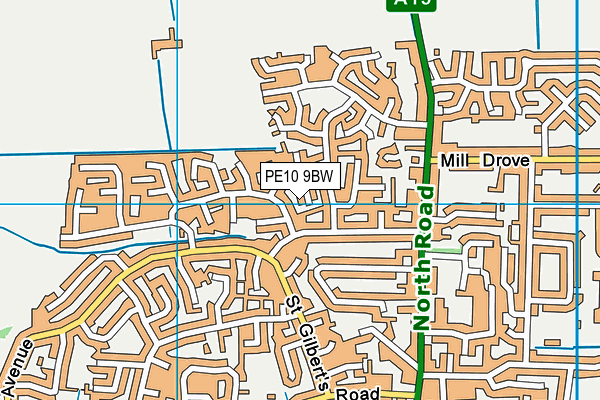 PE10 9BW map - OS VectorMap District (Ordnance Survey)