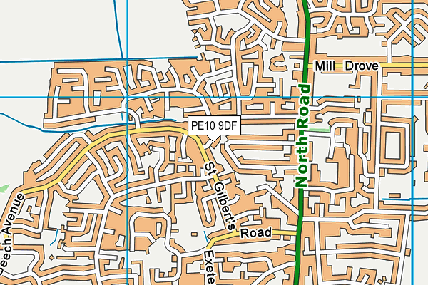 PE10 9DF map - OS VectorMap District (Ordnance Survey)