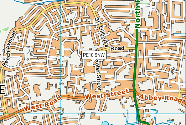PE10 9NW map - OS VectorMap District (Ordnance Survey)