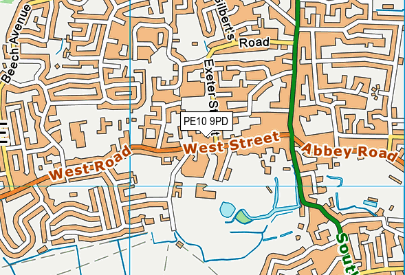 PE10 9PD map - OS VectorMap District (Ordnance Survey)
