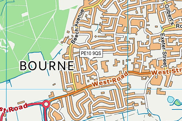 Bourne Westfield Primary Academy map (PE10 9QS) - OS VectorMap District (Ordnance Survey)