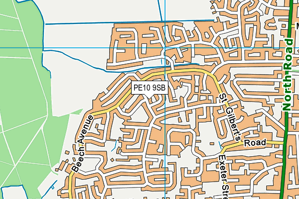 PE10 9SB map - OS VectorMap District (Ordnance Survey)