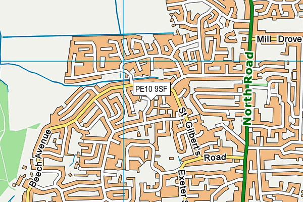 PE10 9SF map - OS VectorMap District (Ordnance Survey)