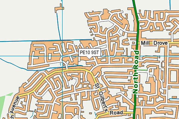 PE10 9ST map - OS VectorMap District (Ordnance Survey)