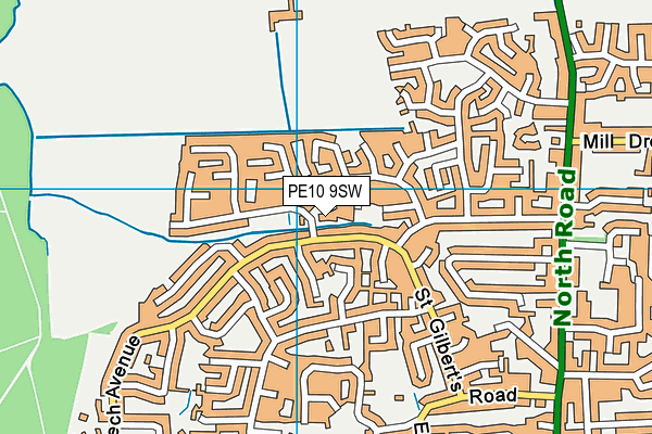 PE10 9SW map - OS VectorMap District (Ordnance Survey)