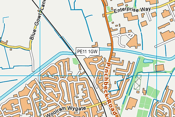 PE11 1GW map - OS VectorMap District (Ordnance Survey)