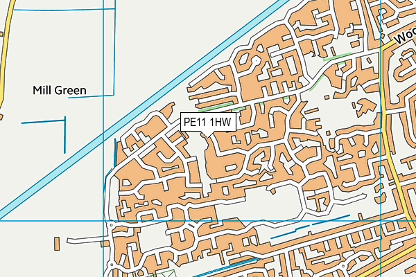 PE11 1HW map - OS VectorMap District (Ordnance Survey)