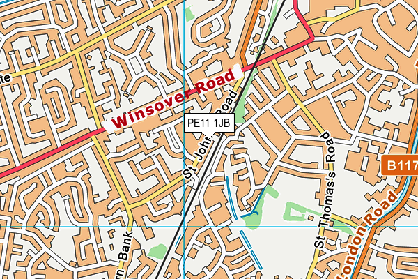 PE11 1JB map - OS VectorMap District (Ordnance Survey)