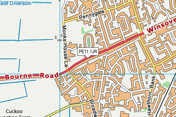 PE11 1JR map - OS VectorMap District (Ordnance Survey)