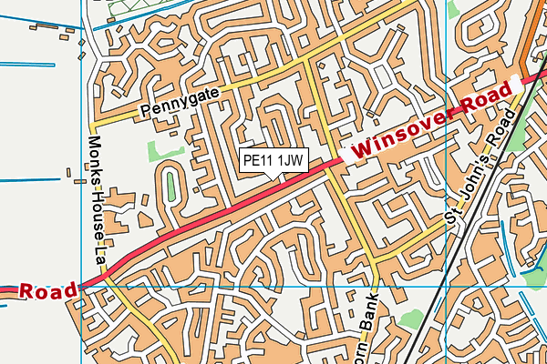 PE11 1JW map - OS VectorMap District (Ordnance Survey)