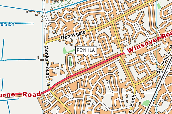 PE11 1LA map - OS VectorMap District (Ordnance Survey)