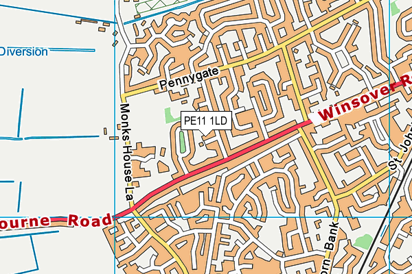 PE11 1LD map - OS VectorMap District (Ordnance Survey)